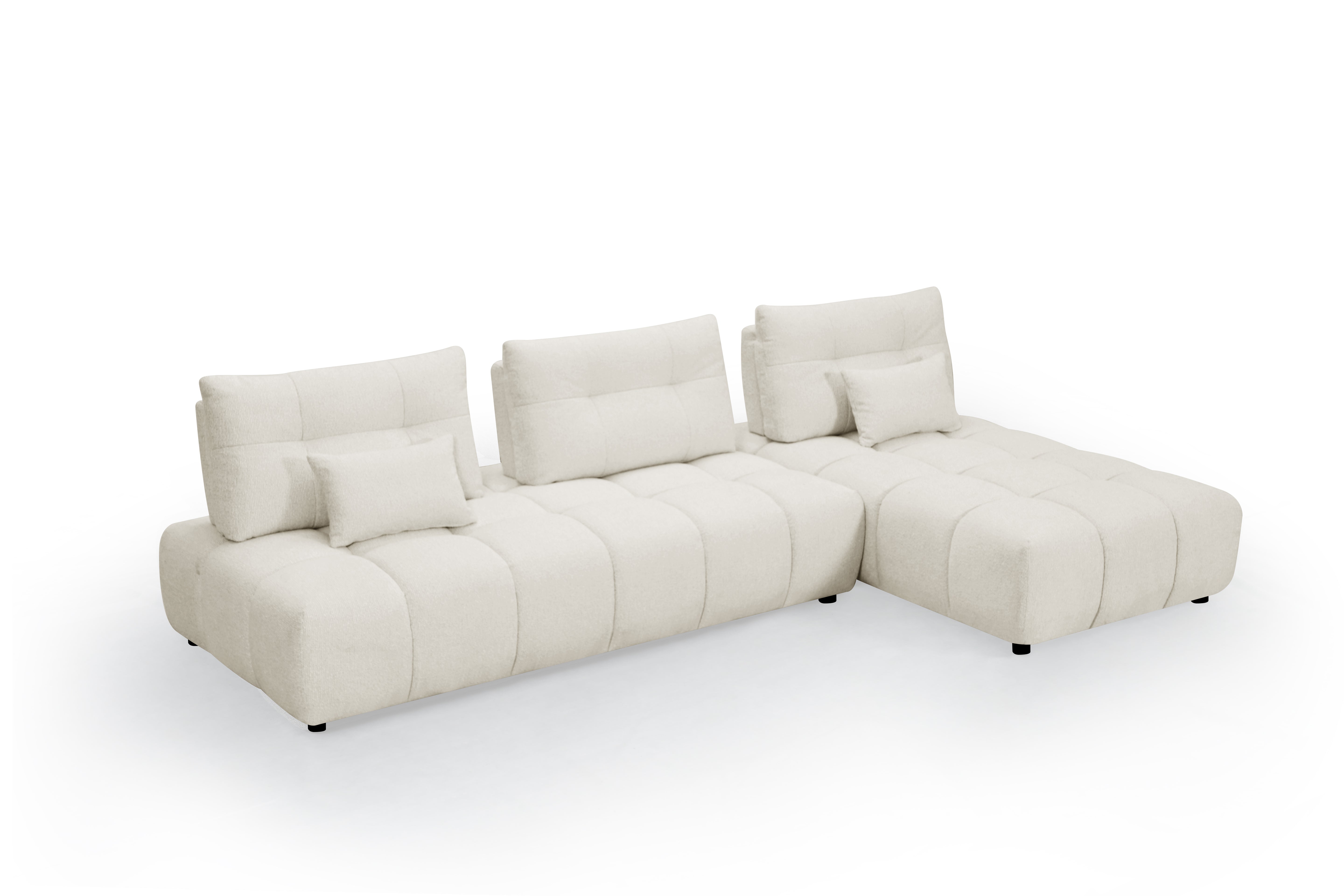 Canapé d'angle réversible en velours chiné beige ALANA
