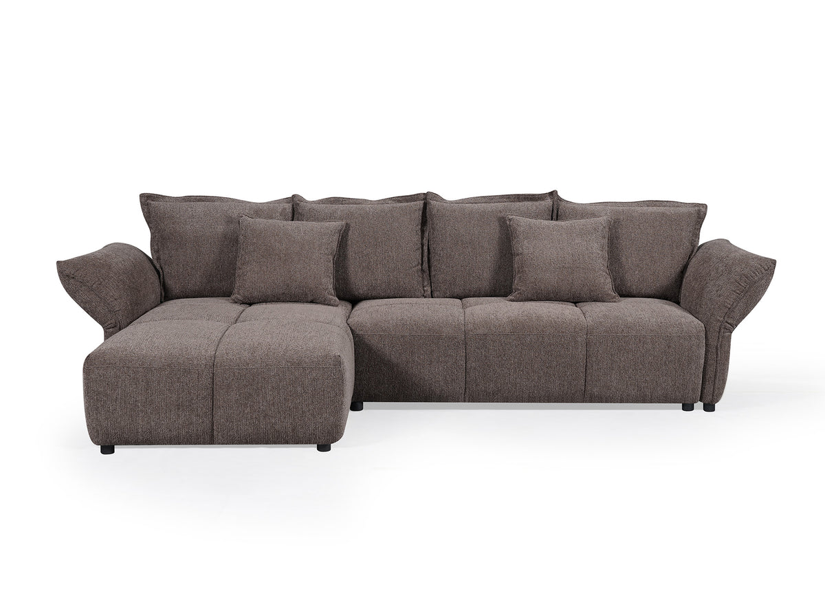 Canapé d'angle convertible réversible en velours tissé marron BELINE