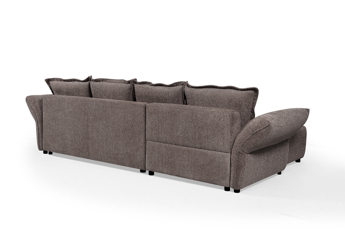 Canapé d'angle convertible réversible en velours tissé marron BELINE