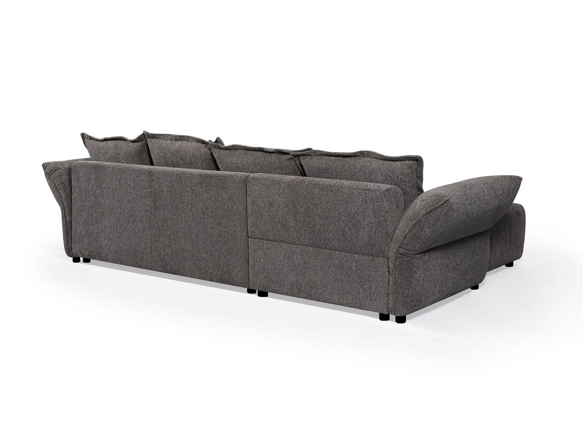 Canapé d'angle convertible réversible en velours tissé gris BELINE