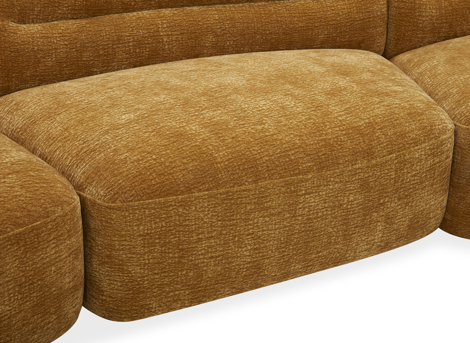 Canapé droit fixe 5 places en velours tissé moutarde IMENIA