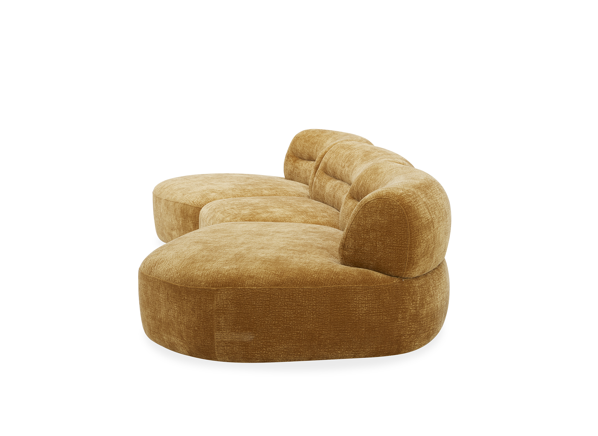 Canapé droit fixe 5 places en velours tissé moutarde IMENIA