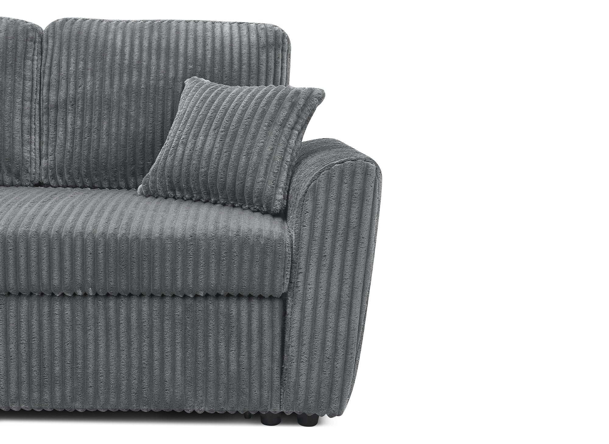 Canapé d'angle convertible et réversible avec coffre en velours côtelé épais gris ADRYEN