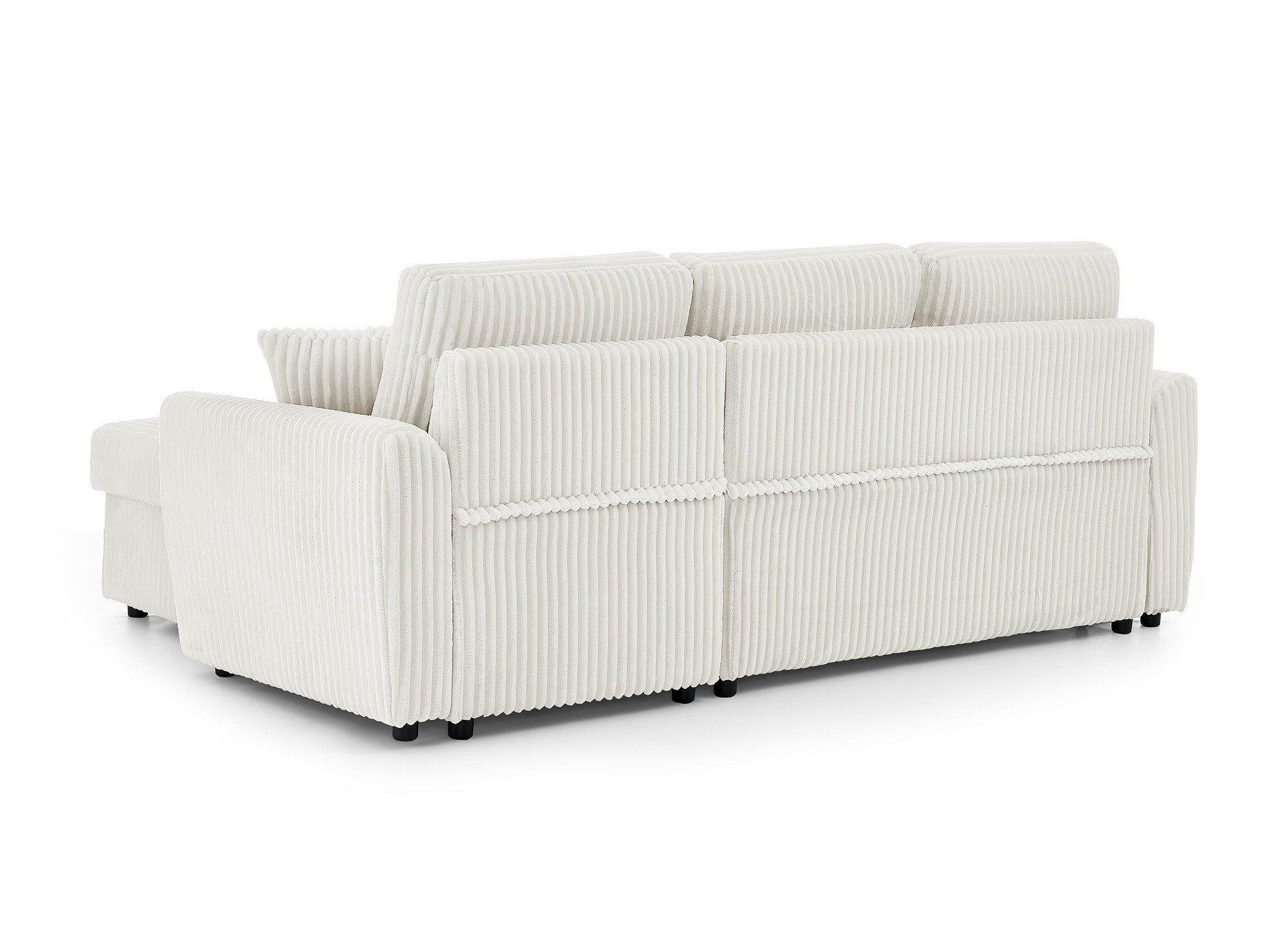 Canapé d'angle convertible et réversible avec coffre en velours côtelé épais beige ADRYEN
