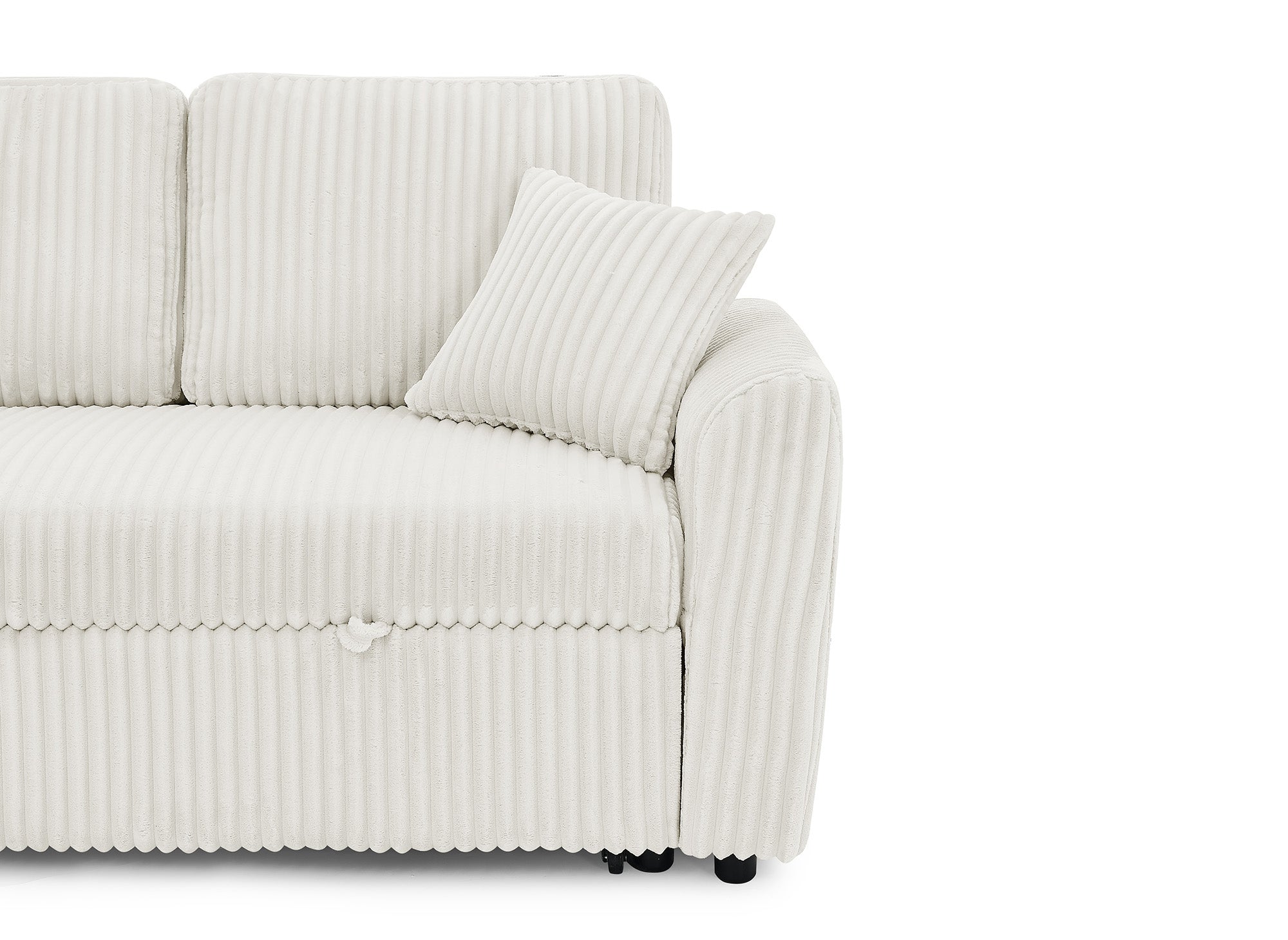 Canapé d'angle convertible et réversible avec coffre en velours côtelé épais beige ADRYEN