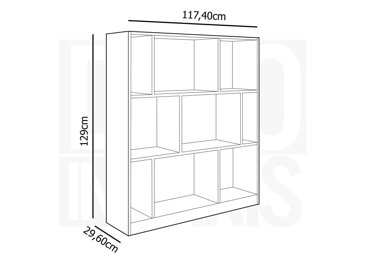 Bibliothèque design en bois noir et chêne 9 niches OFELIA - DécoInParis