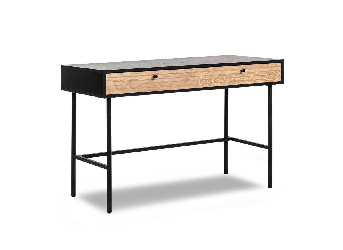Bureau 2 tiroirs en bois et métal noir DARYL - DécoInParis