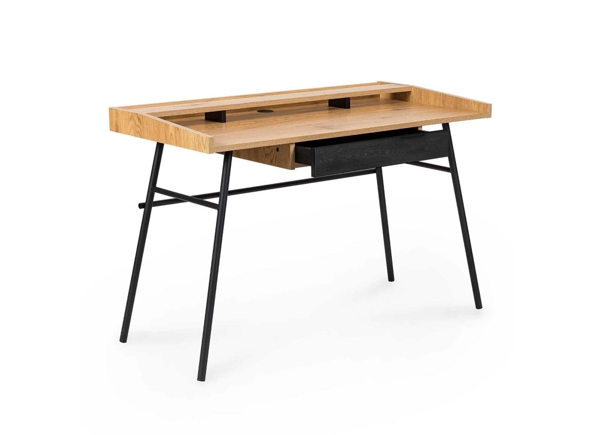 Bureau industriel 1 tiroir 1 étagère en bois et métal GASPARD - DécoInParis