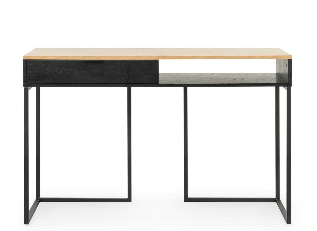 Bureau industriel avec tiroir et rangement en bois et métal COLETTE - DécoInParis