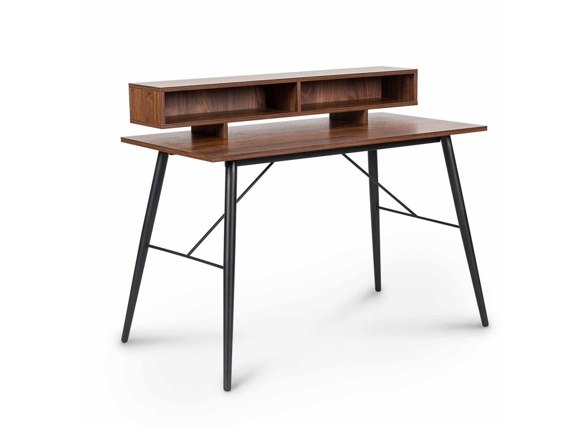 Bureau style industriel avec niches en bois et métal noir MARLINE - DécoInParis