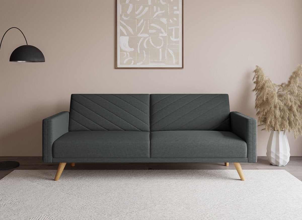 Canapé 3 places convertible scandinave en tissu gris foncé BALDER - DécoInParis