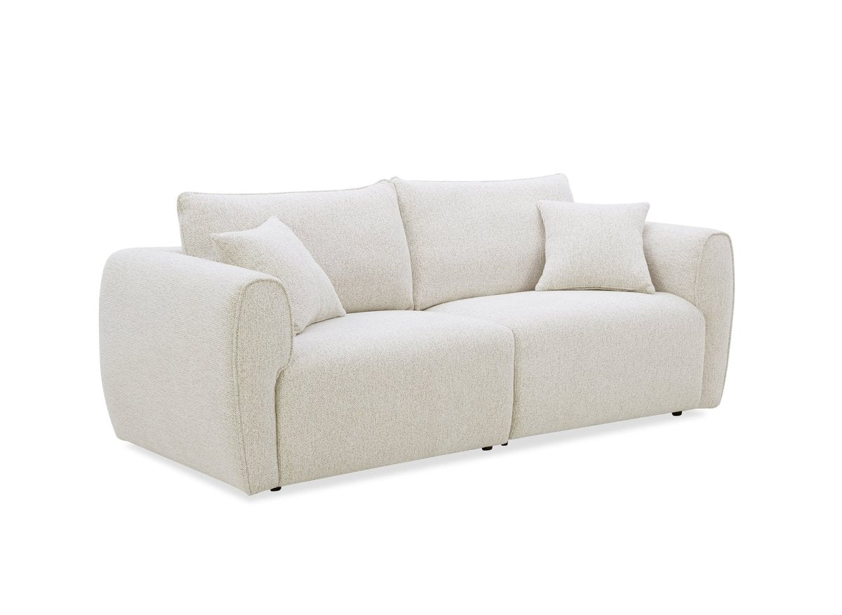 Canapé 3 places en velours texturé beige NALYA - DécoInParis