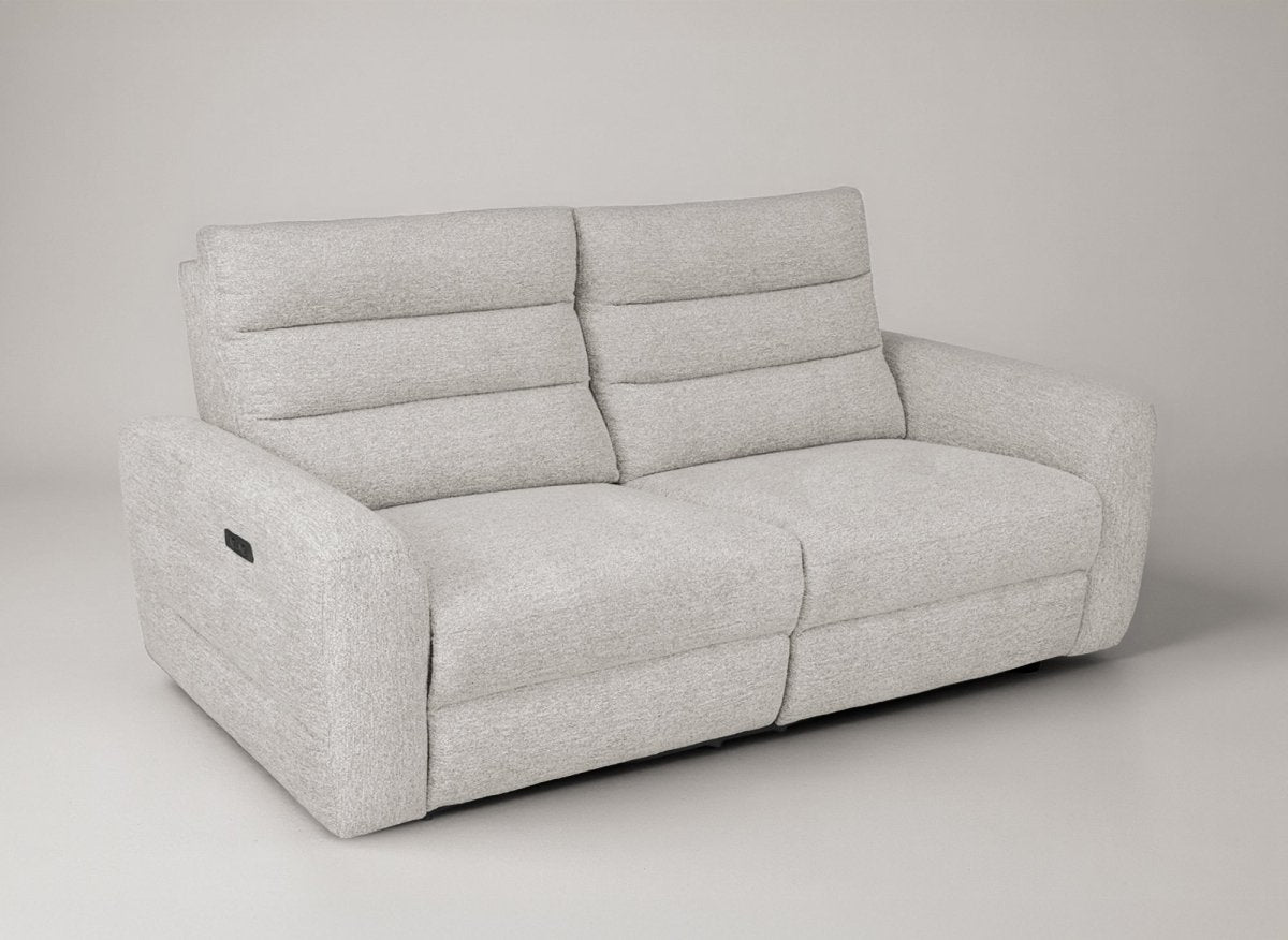 Canapé 3 places relax électrique en tissu bouclette beige DAVY - DécoInParis