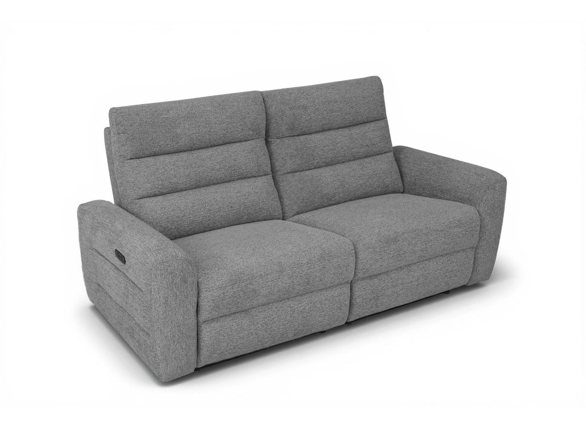 Canapé 3 places relax électrique en tissu bouclette gris DAVY - DécoInParis