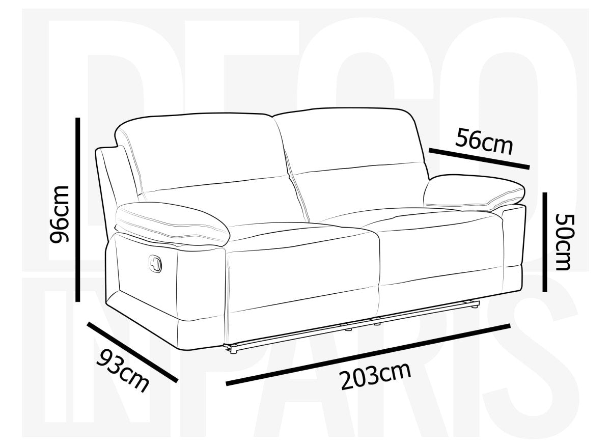 Canapé 3 places relax manuel en simili cuir gris clair DANY - DécoInParis