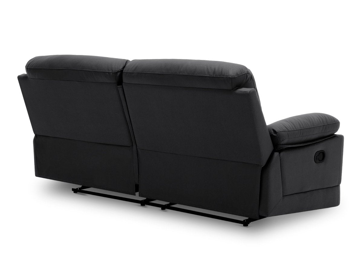 Canapé 3 places relax manuel en simili cuir noir DANY - DécoInParis