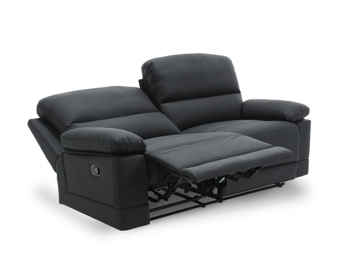 Canapé 3 places relax manuel en simili cuir noir DANY - DécoInParis