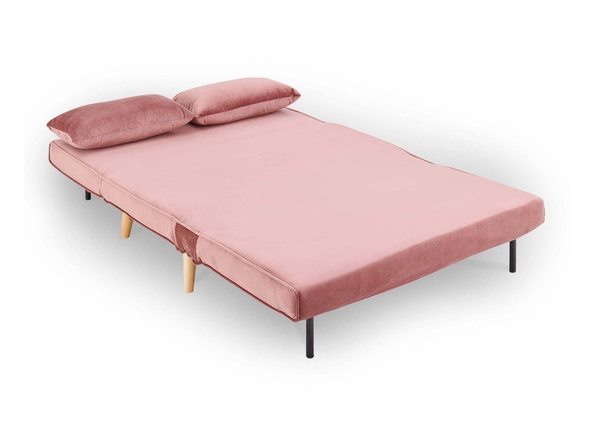 Canapé clic clac 2 places en velours rose TONKA - DécoInParis