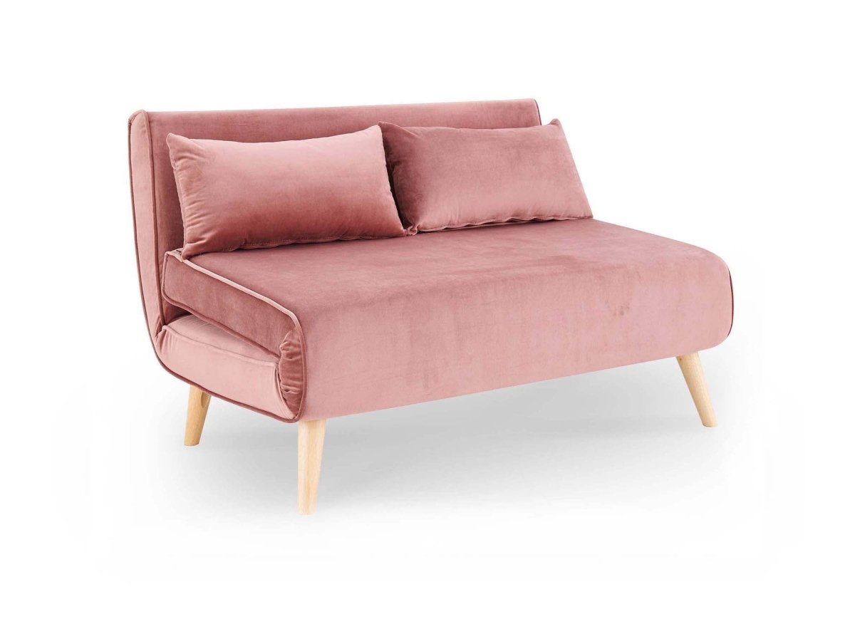 Canapé clic clac 2 places en velours rose TONKA - DécoInParis