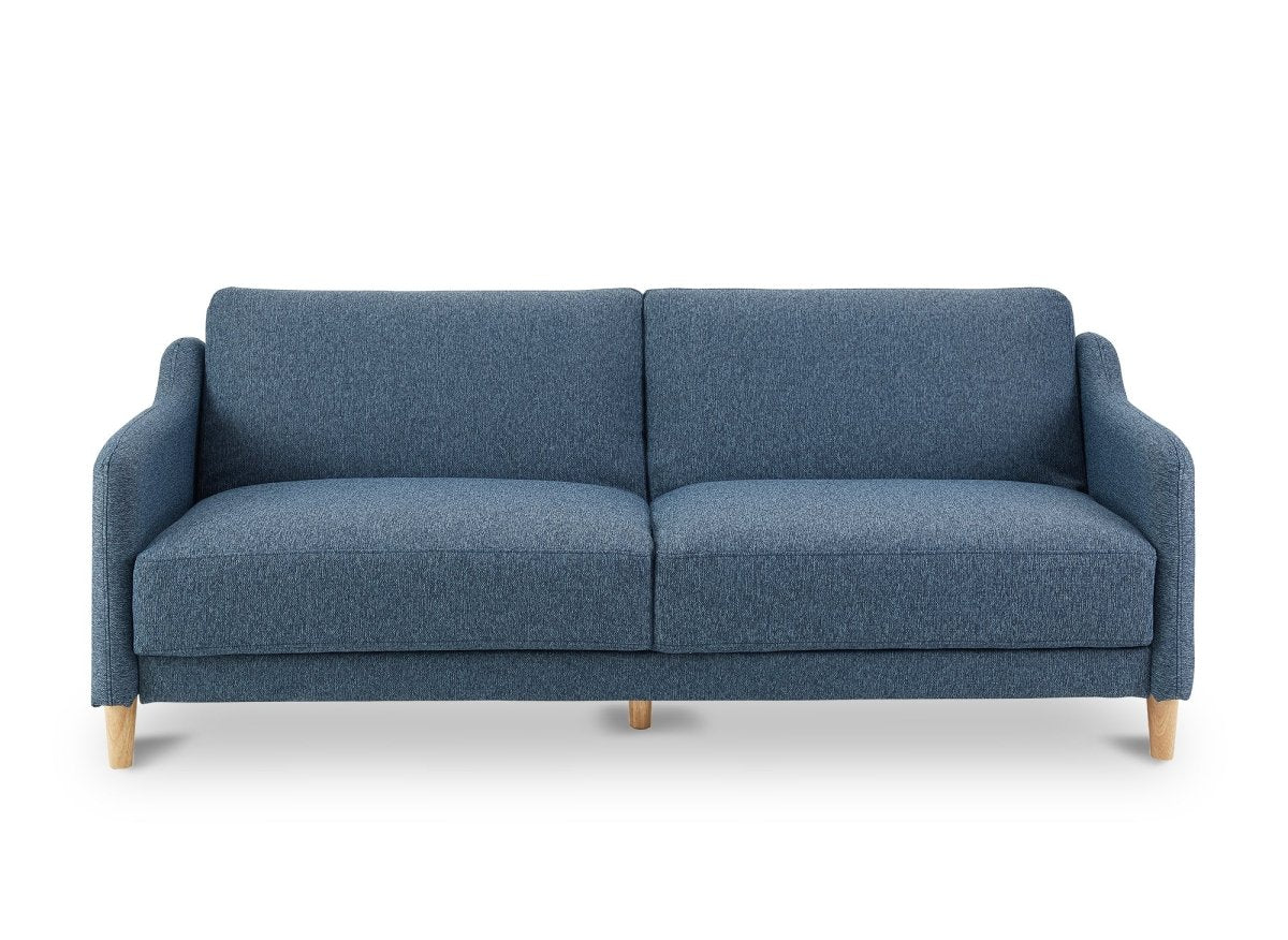 Canapé clic clac 3 places en tissu bleu MARLON - DécoInParis