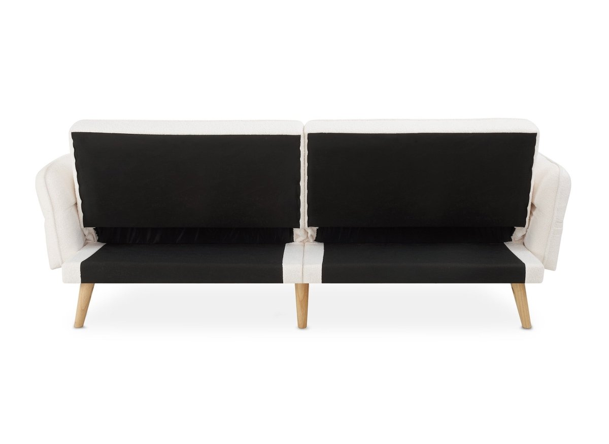 Canapé clic clac 3 places en tissu bouclette blanc écru CHILI - DécoInParis