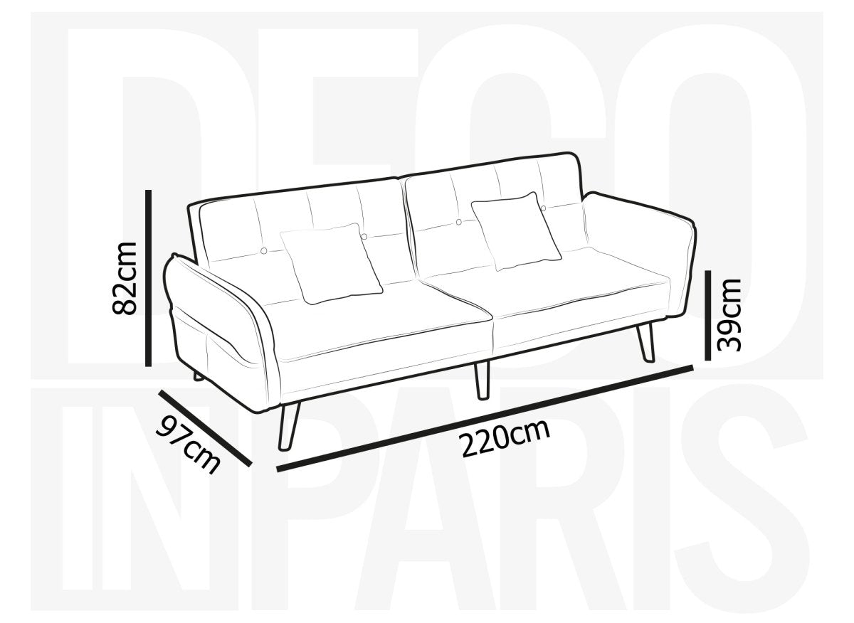 Canapé clic clac 3 places en tissu gris CHILI - DécoInParis