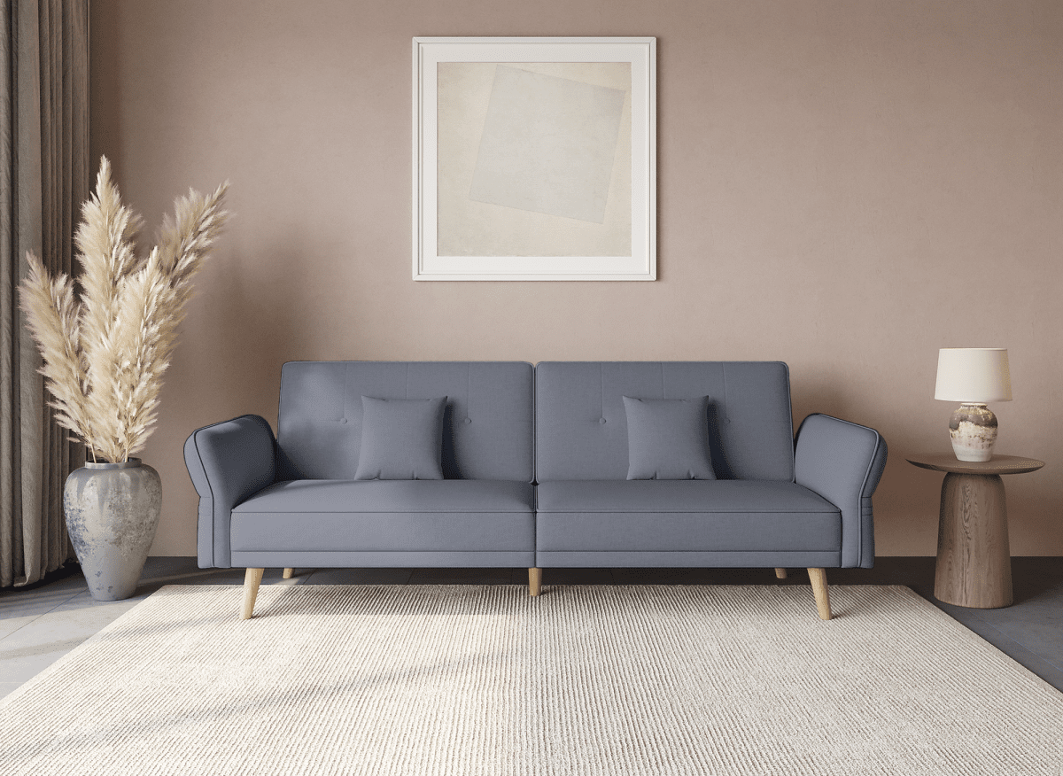 Canapé clic clac 3 places en tissu gris CHILI - DécoInParis