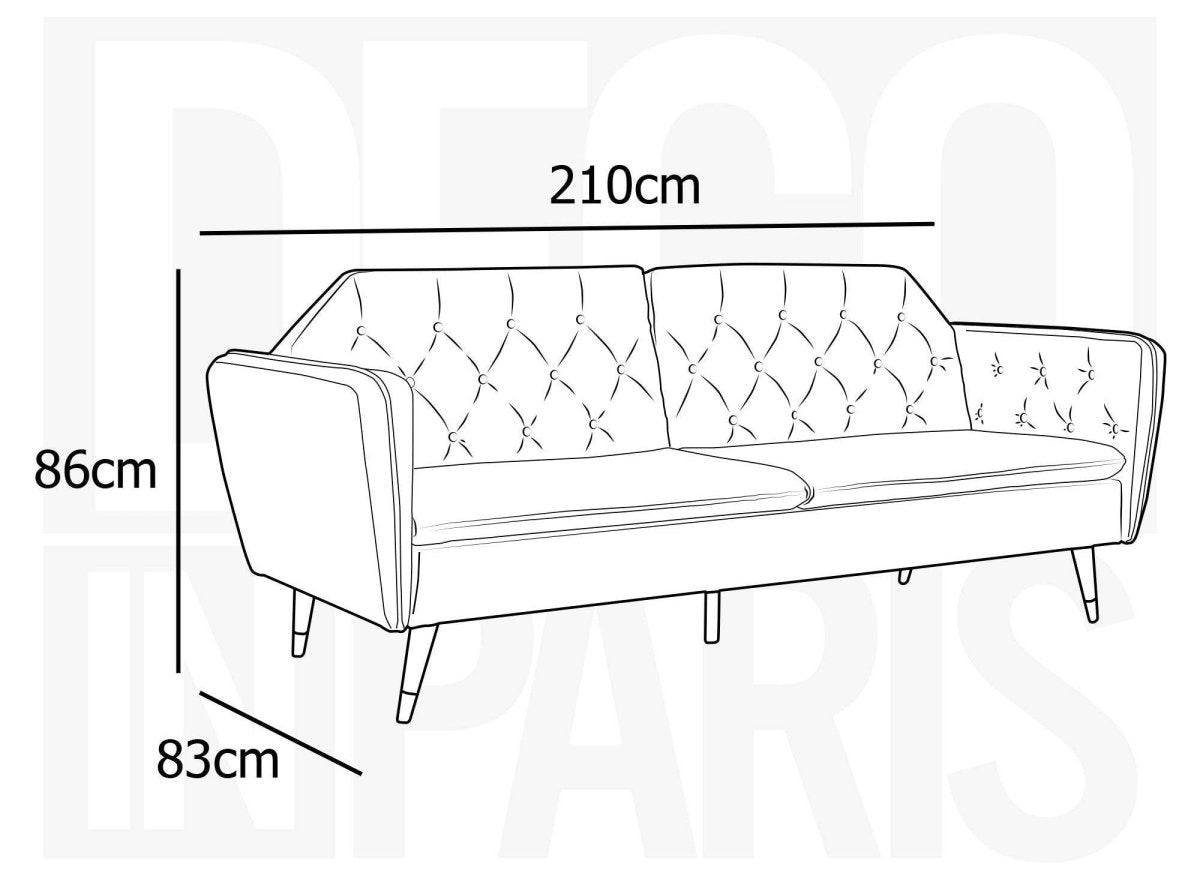 Canapé clic - clac convertible 3 places en tissu velours gris ARIANE - DécoInParis