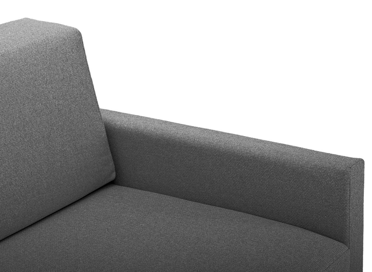 Canapé convertible 2 places avec coffre de rangement en tissu gris YERAZ - DécoInParis