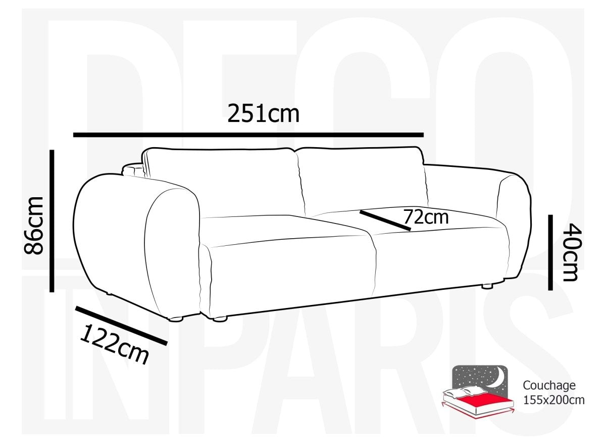 Canapé convertible 3 places avec coffre en gros côtelé doux beige TILDA - DécoInParis