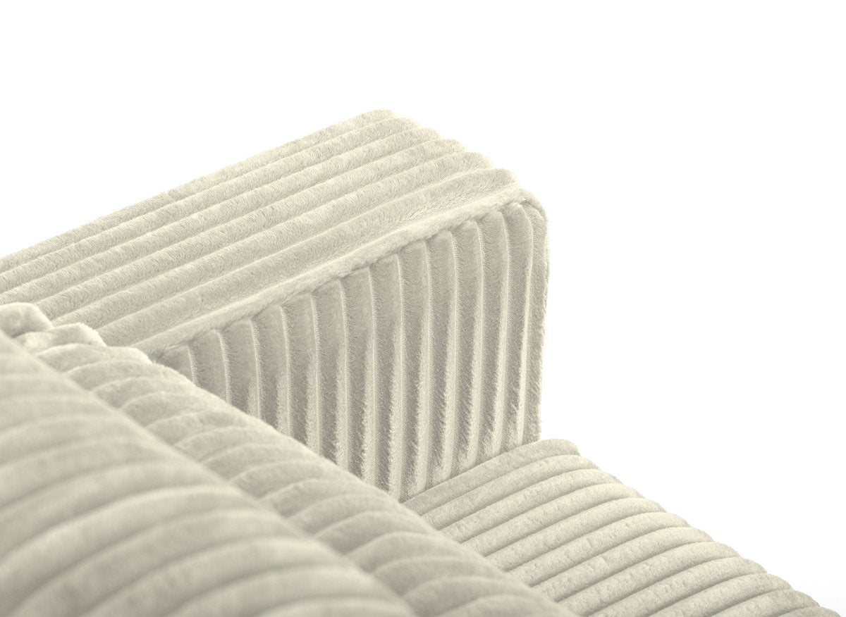 Canapé convertible 3 places avec coffre en velours côtelé épais beige ZURIA - DécoInParis