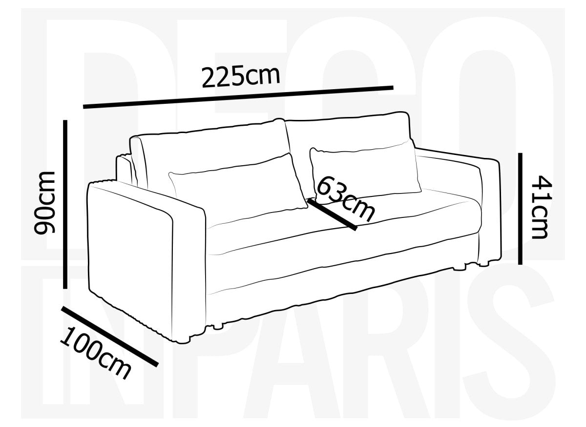 Canapé convertible 3 places avec coffre en velours côtelé épais bleu ZURIA - DécoInParis