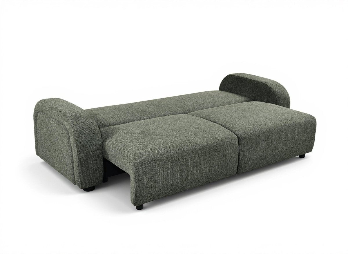 Canapé convertible 3 places en tissu bouclette vert MAYORA - DécoInParis