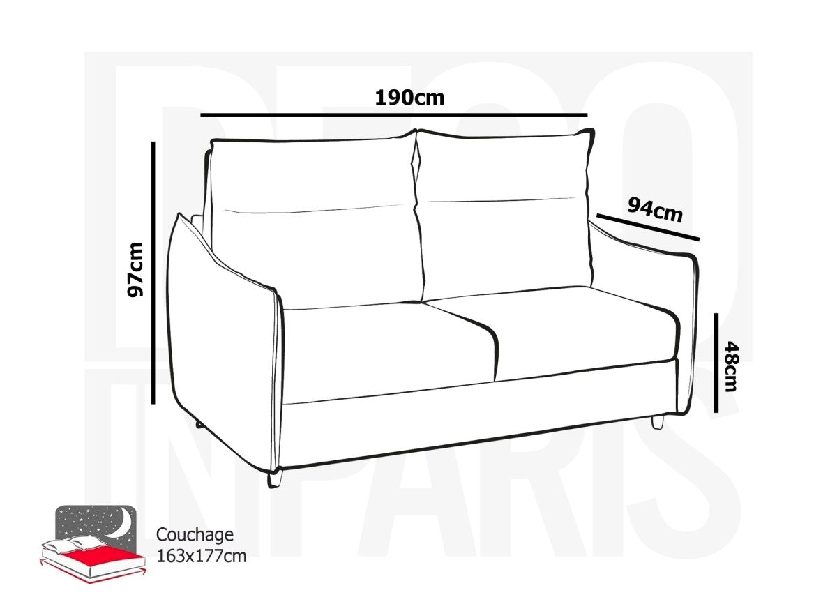 Canapé convertible 3 places en tissu gris clair ZADIG - DécoInParis