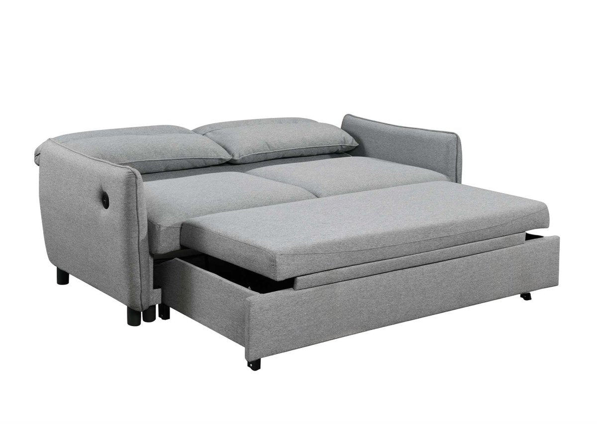 Canapé convertible 3 places en tissu gris clair ZADIG - DécoInParis