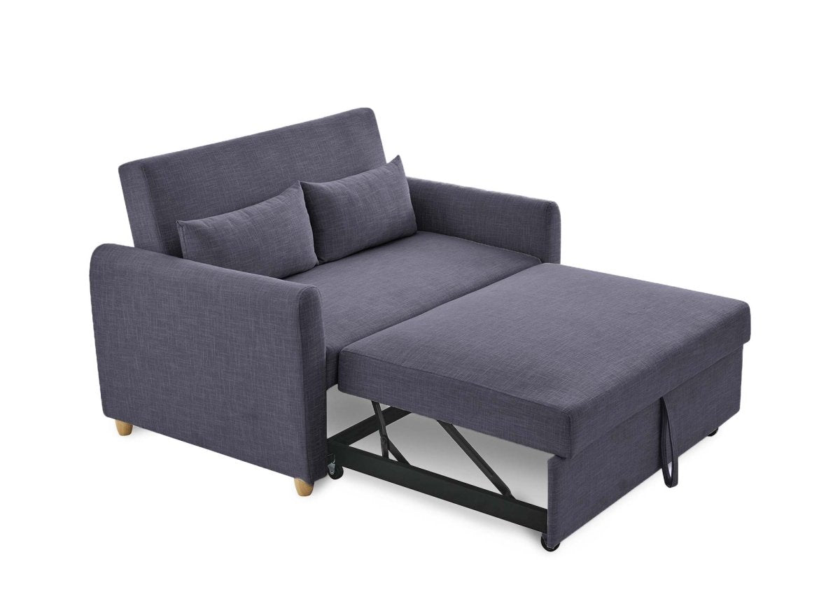 Canapé convertible 3 places en tissu gris foncé KALAYA - DécoInParis