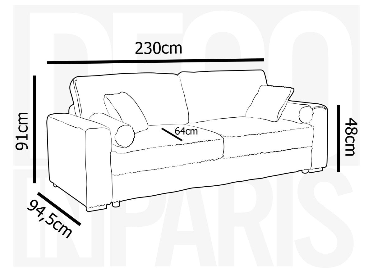 Canapé convertible 3 places en velours côtelé épais vert ALINE - DécoInParis
