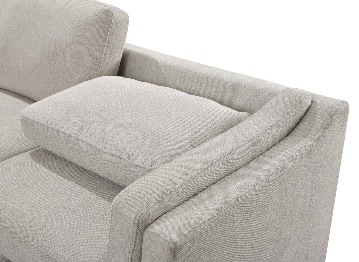 Canapé convertible avec coffre en tissu beige BARNEY - Angle gauche - DécoInParis