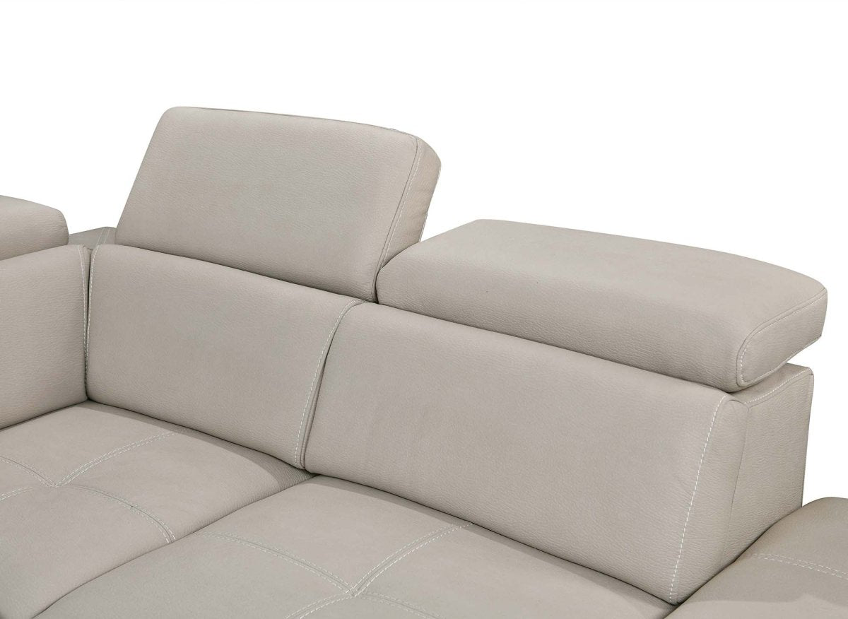 Canapé convertible et panoramique avec coffre de rangement en tissu beige OLIVER - Angle Droit - DécoInParis