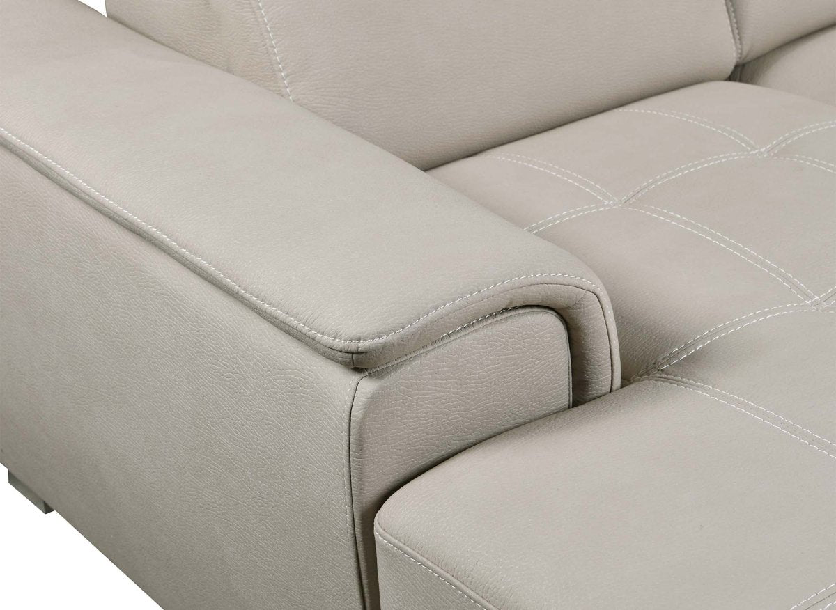 Canapé convertible et panoramique avec coffre de rangement en tissu beige OLIVER - Angle Droit - DécoInParis