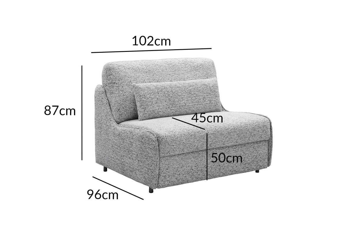Canapé convertible express 1 place en tissu bouclette gris IMELDA - DécoInParis