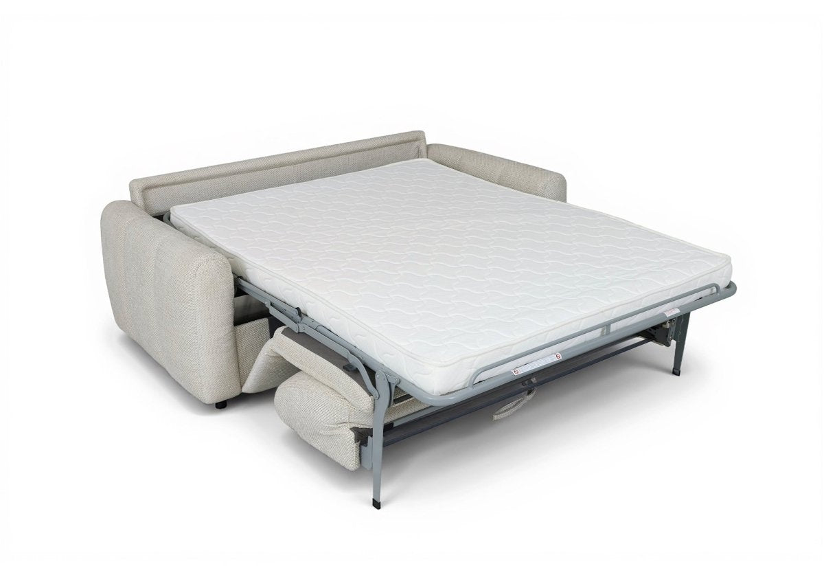 Canapé convertible express 3 places en tissu beige ISANDRO - DécoInParis