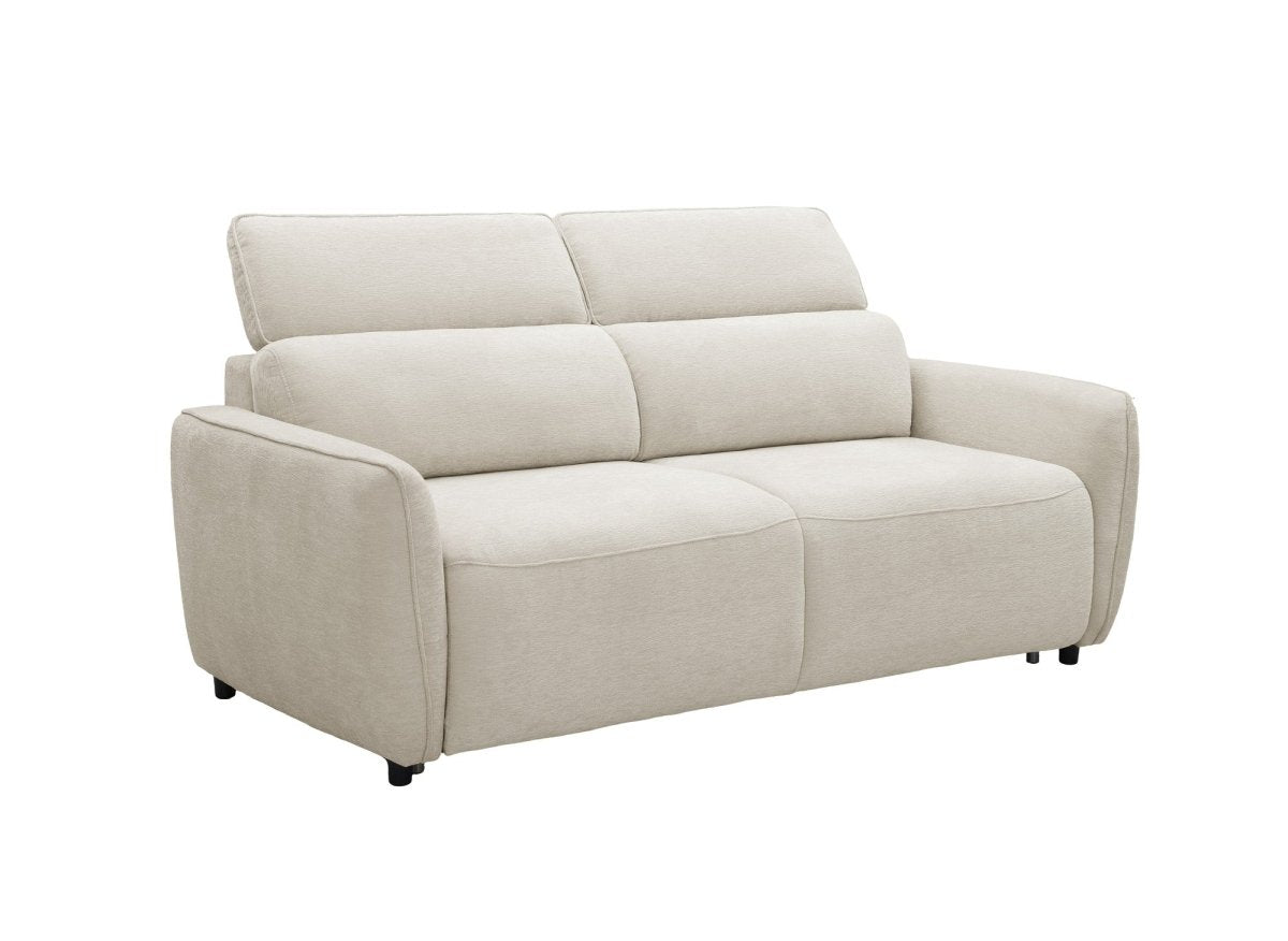 Canapé convertible express 3 places en tissu texturé beige JACINTHE - DécoInParis