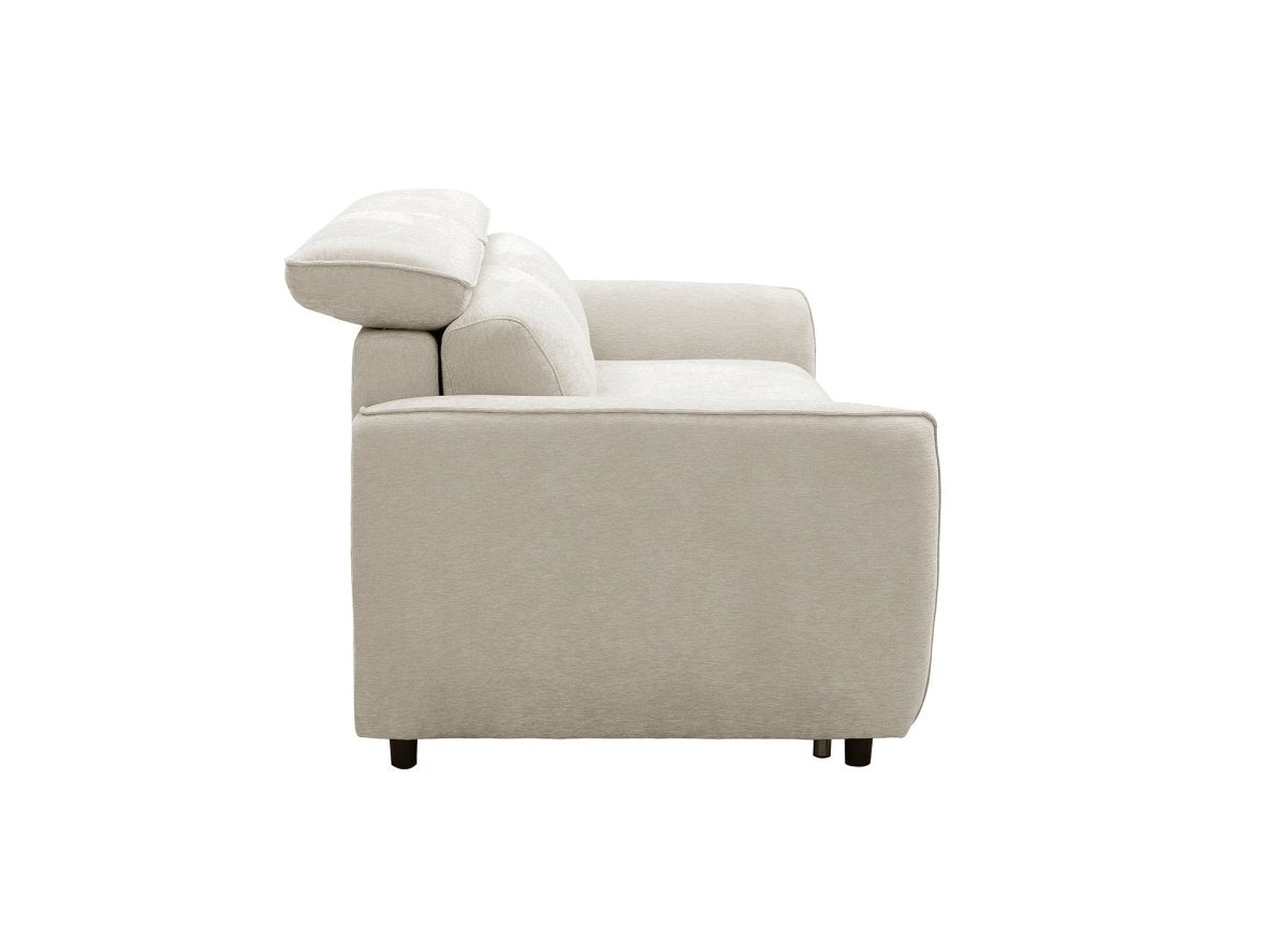 Canapé convertible express 3 places en tissu texturé beige JACINTHE - DécoInParis