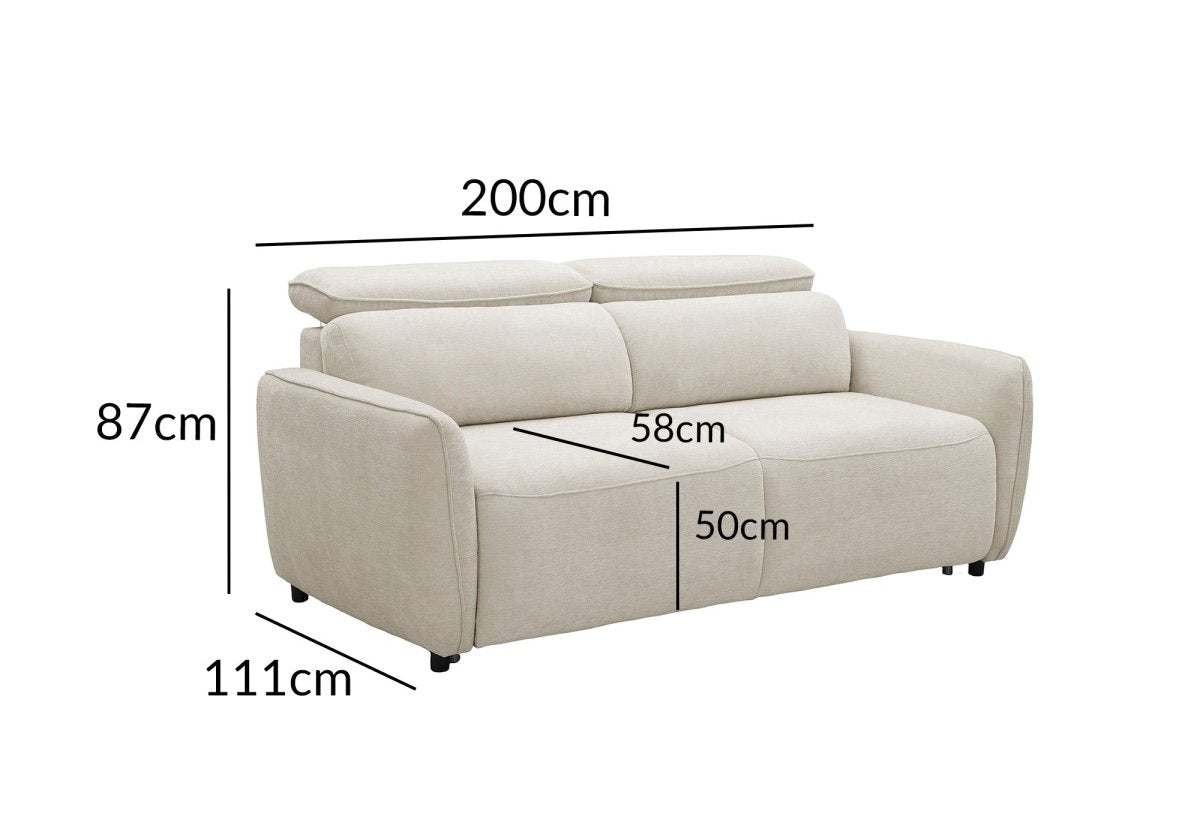 Canapé convertible express 3 places en tissu texturé beige JACINTHE - DécoInParis