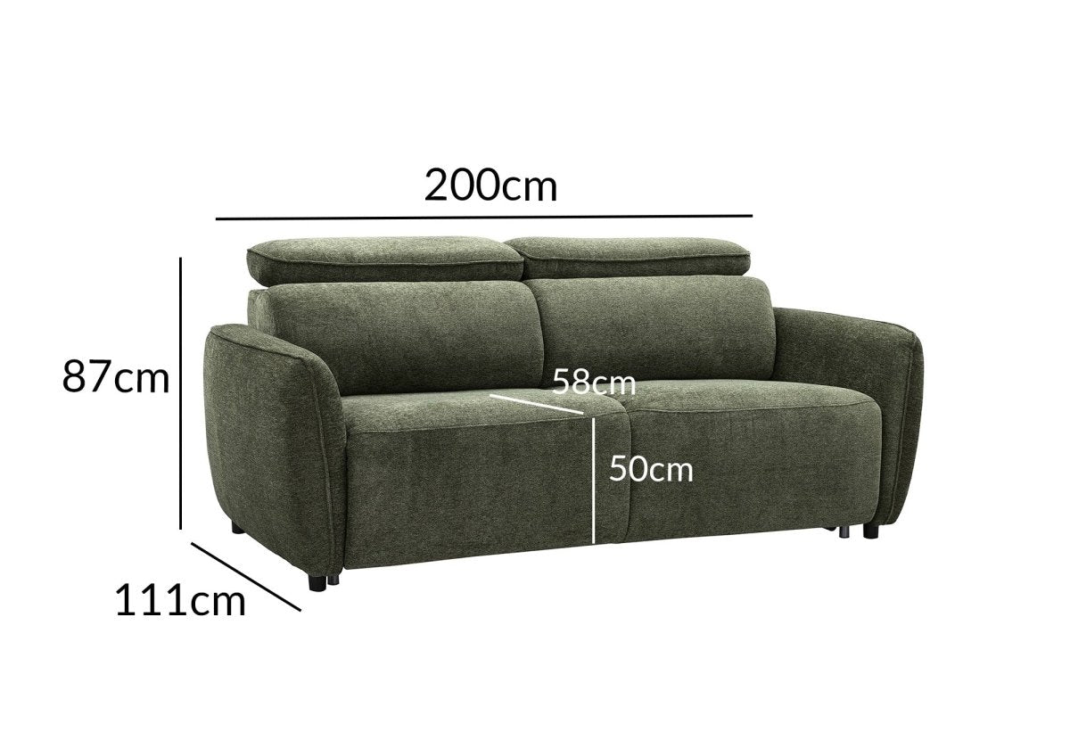 Canapé convertible express 3 places en tissu texturé vert JACINTHE - DécoInParis
