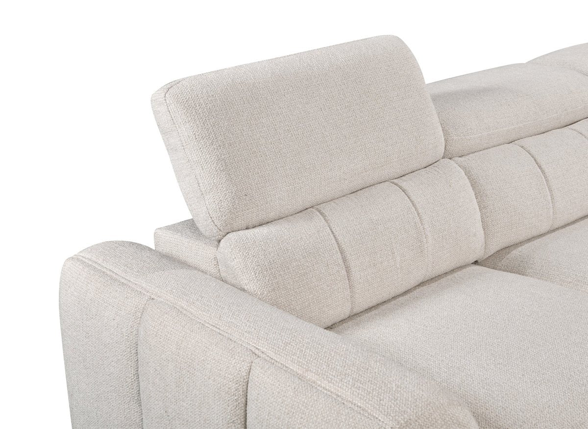 Canapé d'angle convertible avec coffre en tissu bouclette beige NAOMI -Angle droit - DécoInParis