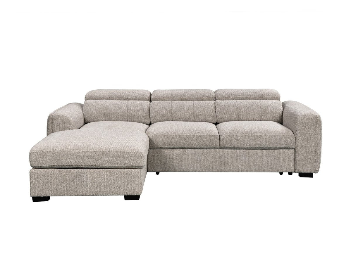 Canapé d'angle convertible avec coffre en tissu bouclette taupe NAOMI -Angle gauche - DécoInParis