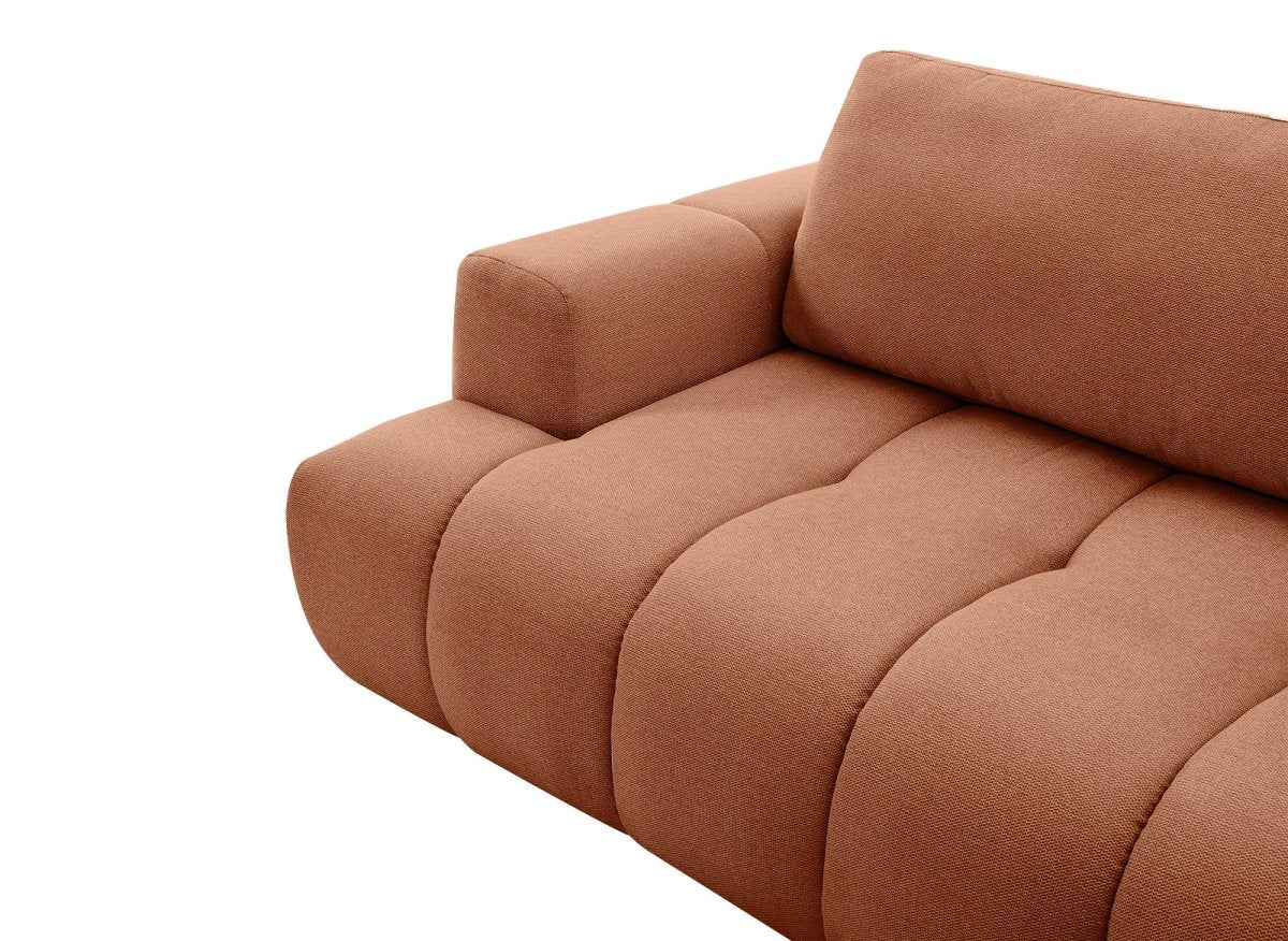 Canapé d'angle convertible avec coffre en tissu terracotta HAVEN - Angle droit - DécoInParis