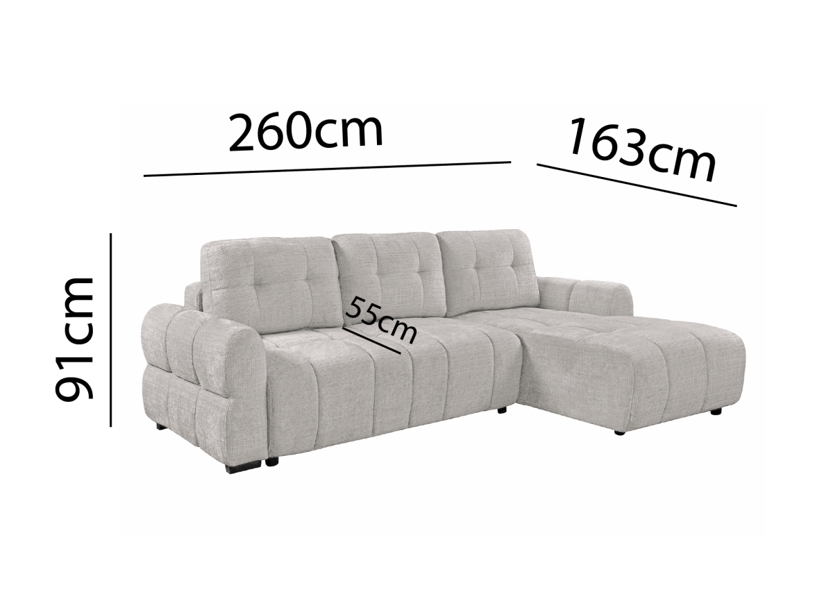 Canapé d'angle convertible avec coffre en velours chiné beige MAHLONE - Angle droit - DécoInParis